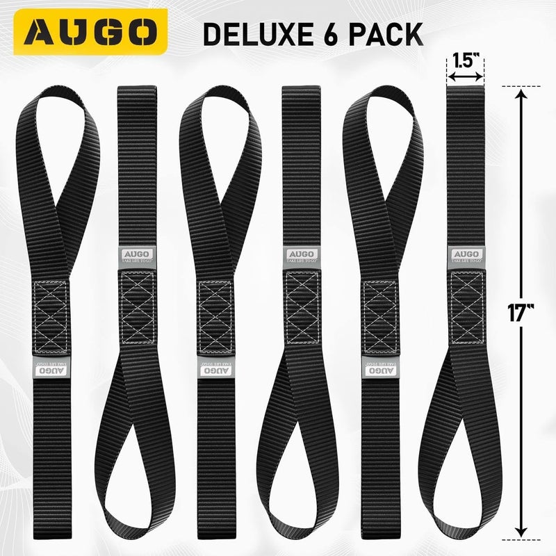 AUGO Heavy Duty Soft Loops –Pack of 6-1.5” x 17” Tie Down Anchor Straps for Use w/Ratchet Strap Hooks – 3000Lb Load Capacity & 10,000Lb Break Strength – Great for Motorcycle, Bike, Roof Rack, Etc. - Image 4